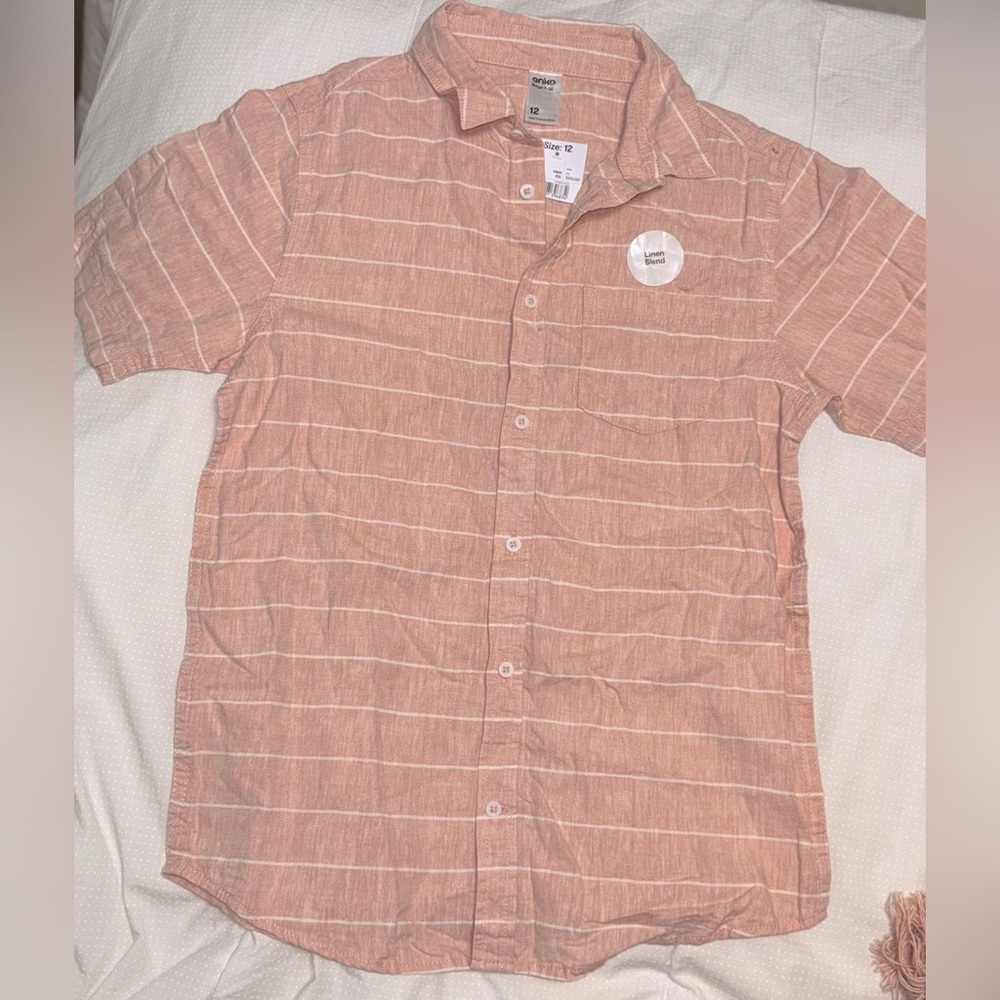 NWT Boys linen & cotton collared polo size 12